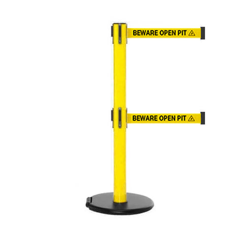 RollerSafety 250 Twin: 11-13ft Easy Deployment Retractable Belt Barrier (Yellow)
