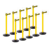 Safety Bundle: 10 Yellow Retractable Belt Barriers 11FT / 13FT