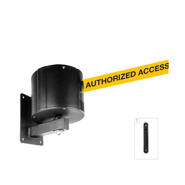 WallPro 750: 55-75ft Retractable Belt Barrier Wall Mounted - Authorized Access Only (Yellow)