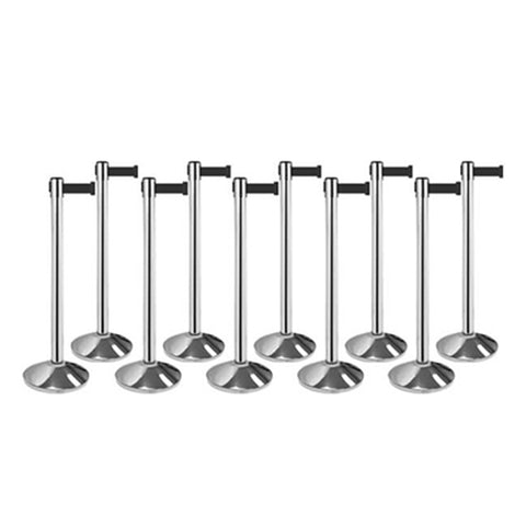 Bundle of 10 Polished Stainless Retractable Belt Barriers 11FT / 13FT
