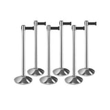 Bundle of 6 Polished Stainless Retractable Belt Barriers 11FT / 13FT