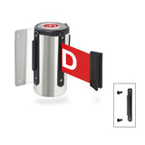 CCD Series: 7.5-10ft Polished Stainless Steel Wall Mounted Retractable Belt Barrier