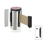 CCD Series: 7.5-10ft Polished Stainless Steel Wall Mounted Retractable Belt Barrier