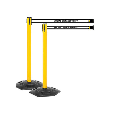 WeatherMaster 250 YW: Pack of (2) 13ft Outdoor Social Distancing Retractable Belt Barrier - Yellow