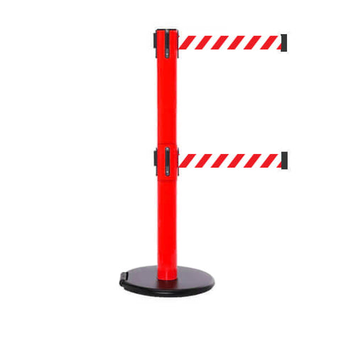 RollerSafety 300 Twin: 16ft Easy Deployment Retractable Belt Barrier (Red)