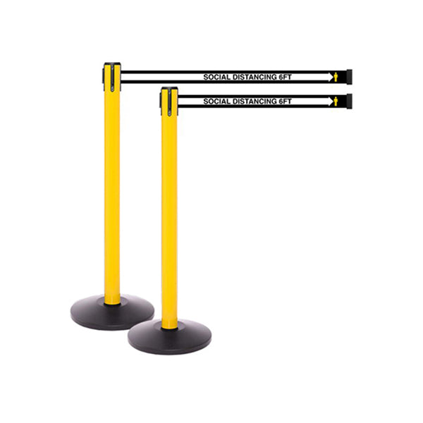 SafetyMaster 250 YW: Pack of (2) 13ft Social Distancing Retractable Belt Barrier - Yellow