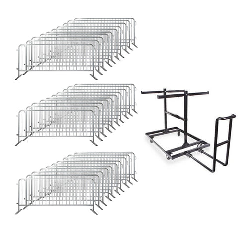 Bundle of 30 8.5ft Interlocking Barricades With a Cart