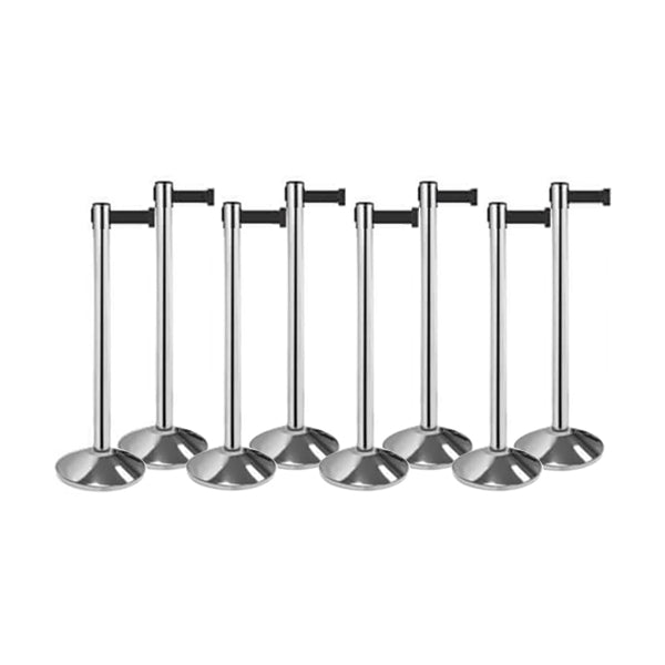 Bundle of 8 Polished Stainless Retractable Belt Barriers 11FT / 13FT