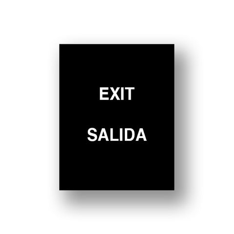 Black Exit/Salida (Double Sided Sign Insert)