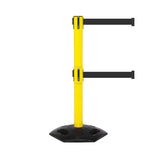 WeatherMaster 300 Twin: 16ft Heavy Duty Outdoor Safety Retractable Belt Barrier (Yellow)