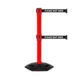 WeatherMaster 300 Twin: 16ft Heavy Duty Outdoor Safety Retractable Belt Barrier (Red)