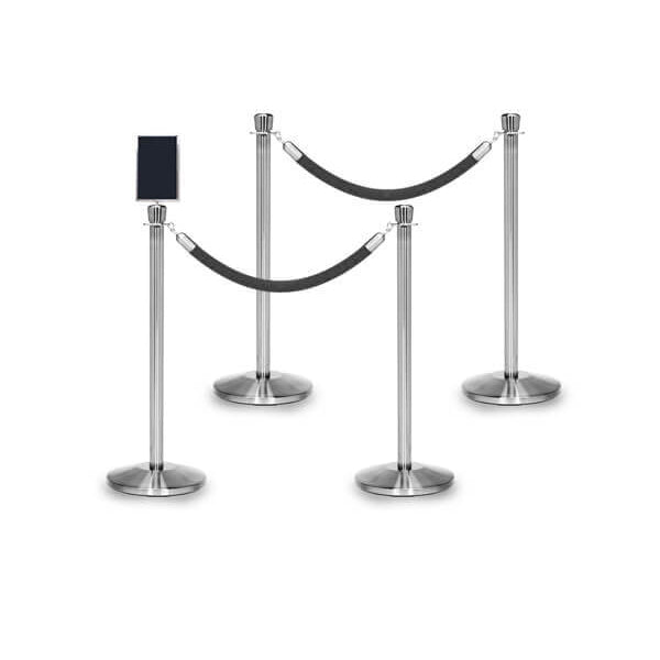Bundle of 4 Classic Polished Stainless Stanchions - 6FT Ropes