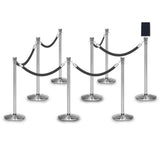 Bundle of 8 Classic Polished Stainless Stanchions - 6FT Ropes