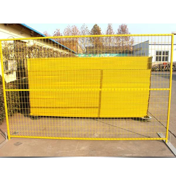 Yellow Powder Coated Construction 6mm Canada Temporary Fence