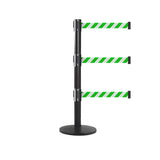 QueuePro 250 Triple: 11-13ft Premium Retractable Belt Barrier (Black)