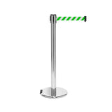 RollerPro 250: 11-13ft Rolling Retractable Belt Stanchion (Polished Stainless)