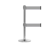 QueueMaster 550 Twin Xtra: 11ft Retractable Belt Barrier (Polished Stainless)