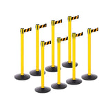 Safety Bundle: 8 Yellow Retractable Belt Barriers 11FT / 13FT