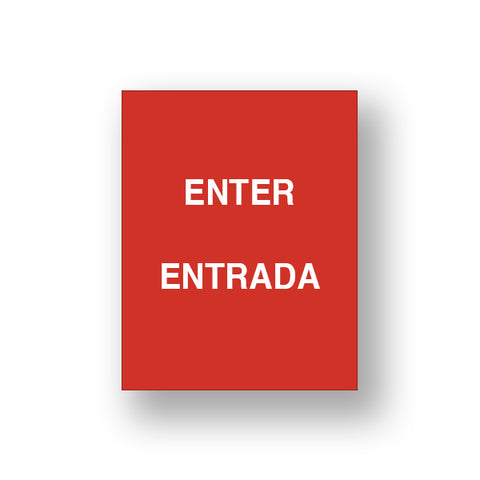 Red Enter/Entrada (Double Sided Sign Insert)
