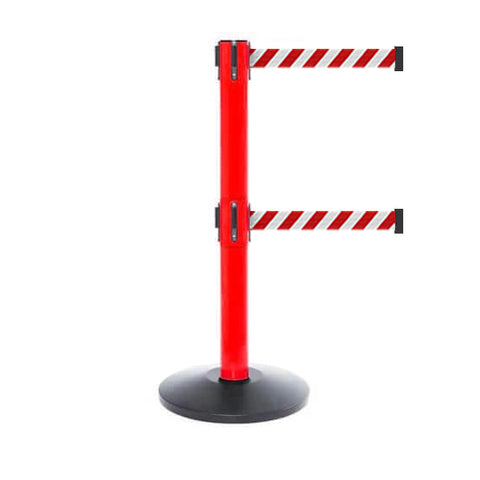 SafetyPro 300 Twin: 16ft Premium Safety Retractable Belt Barrier (Red)