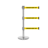 QueuePro 250 Triple: 11-13ft Premium Retractable Belt Barrier (Satin Stainless)