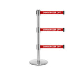 QueuePro 250 Triple: 11-13ft Premium Retractable Belt Barrier (Satin Stainless)