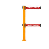 SafetyPro 250 Fixed Twin: 11-13ft Premium Safety Retractable Belt Barrier (Orange)