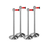 Bundle of 4 Polished Stainless Retractable Belt Barriers 11FT / 13FT