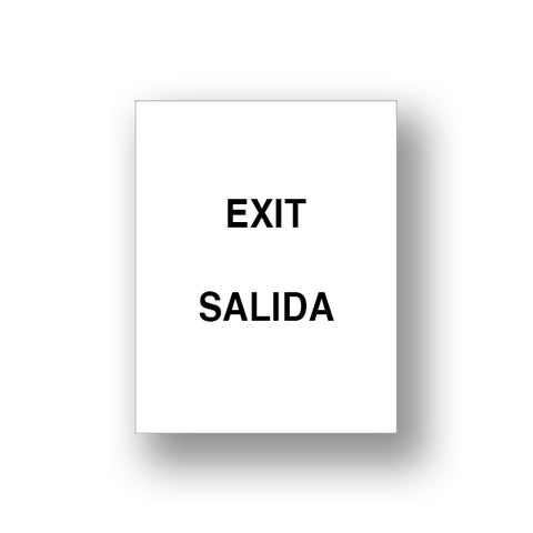 White Exit/Salida (Double Sided Sign Insert)
