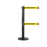 QueuePro 300 Twin: 16ft Premium Retractable Belt Barrier (Black)
