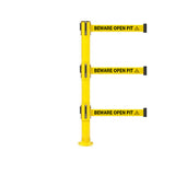 SafetyPro 250 Fixed Triple: 11-13ft Premium Safety Retractable Belt Barrier (Yellow)