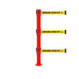 SafetyPro 250 Fixed Triple: 11-13ft Premium Safety Retractable Belt Barrier (Red)