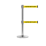 QueueMaster 550 Twin: 11ft Retractable Belt Barrier (Polished Stainless)
