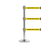 QueuePro 250 Triple: 11-13ft Premium Retractable Belt Barrier (Polished Stainless)