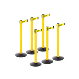 Safety Bundle: 6 Yellow Retractable Belt Barriers 11FT / 13FT