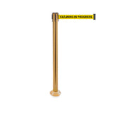 QueuePro 250 Fixed: 13ft Premium Retractable Belt Barrier (Satin Brass)