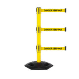 WeatherMaster 250 Triple: 11-13ft Outdoor Safety Retractable Belt Barrier (Yellow)