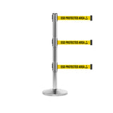 QueuePro 250 Triple: 11-13ft Premium Retractable Belt Barrier (Polished Stainless)