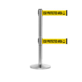 QueueMaster 550 Twin Xtra: 11ft Retractable Belt Barrier (Polished Stainless)