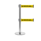 QueuePro 250 Twin Xtra: 11ft Premium Retractable Belt Barrier (Polished Stainless)