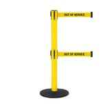 SafetyPro 250 Twin: 11-13ft Premium Safety Retractable Belt Barrier Twin Belt (Yellow)