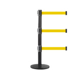 QueuePro 250 Triple: 11-13ft Premium Retractable Belt Barrier (Black)