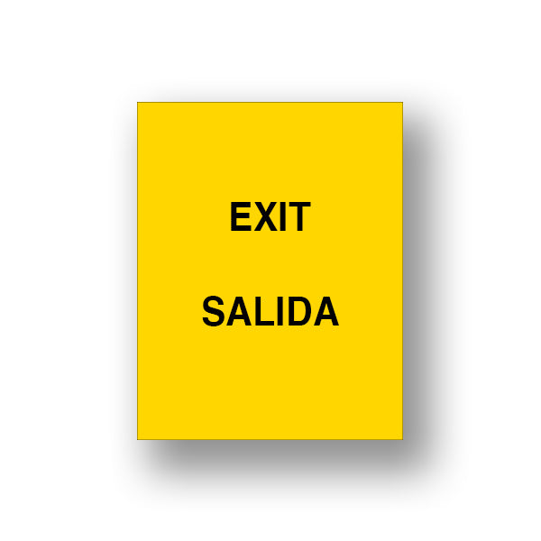 Yellow Exit/Salida (Double Sided Sign Insert)