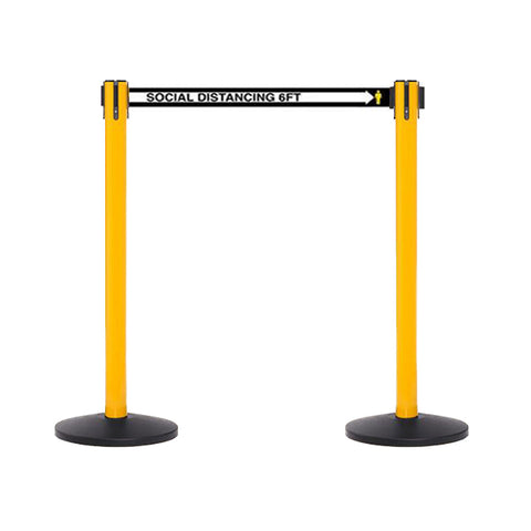 13ft Social Distancing Yellow Safety Post Bundle
